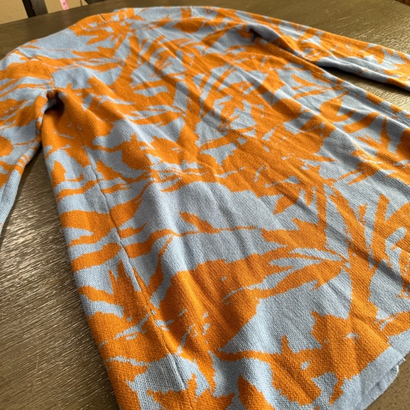 Soft Surroundings Brown Blue Floral Cardigan Sweater Duster XS - Picture 6 of 10